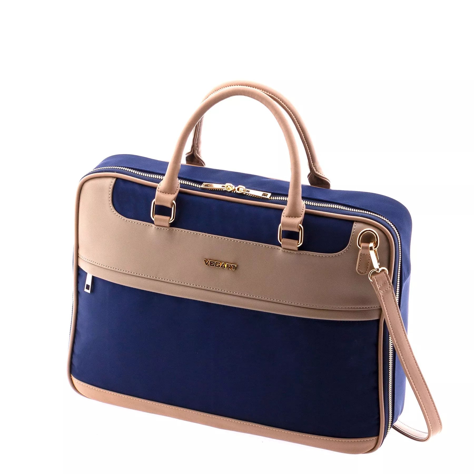 Cartera portátil Élite Vogart en azul con bandolera regulable